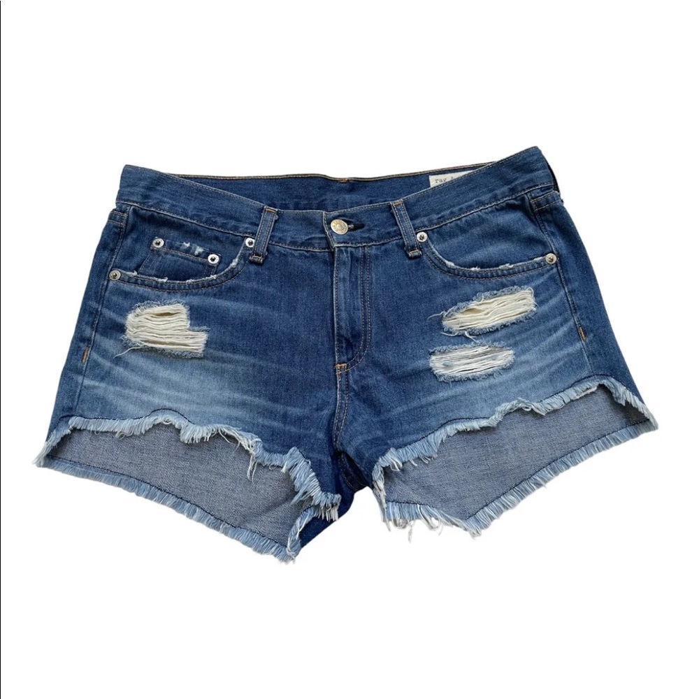 Rag & Bone Distressed Blue Denim Womens Shorts Sz 27